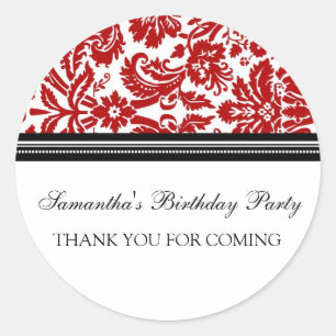 Birthday Thank You Custom Name Favour Tags Red