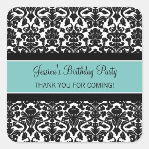 Birthday Thank You Custom Name Favour Tags Teal