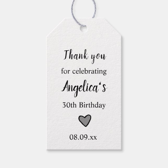 Birthday Thank You Favour Tags (Front)