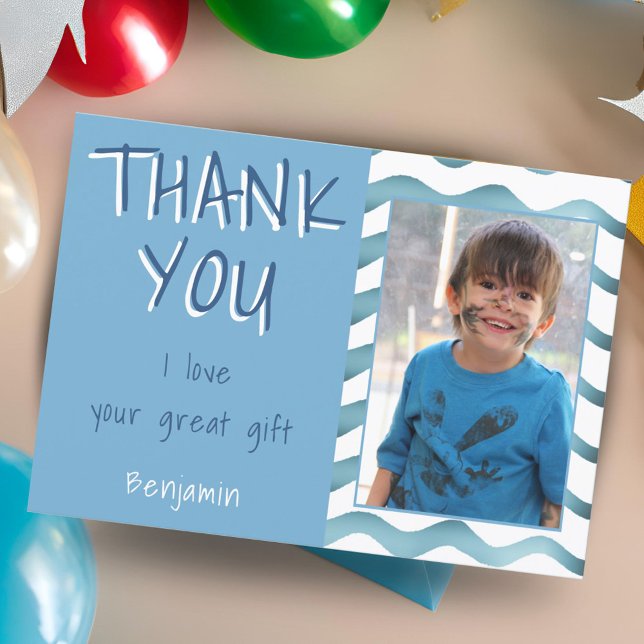 Birthday Thank you Kids Photo card Waves Boys (Creator Uploaded)