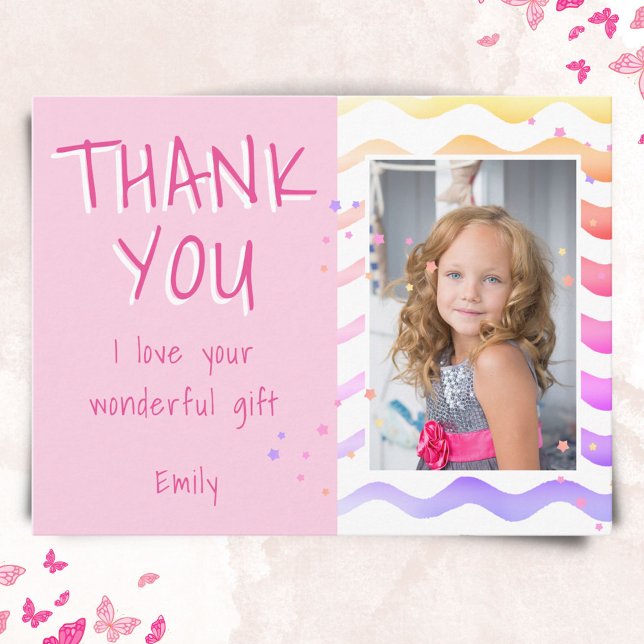 Birthday Thank you Kids Photo Postcard Pink Girl (Creator Uploaded)