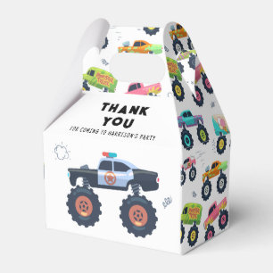 Birthday Thank You Modern Kids Monster Car Trucks Favour Box