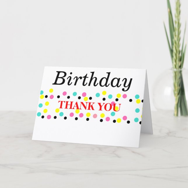 Birthday Thank You Polka Dots Balloons Card (Front)