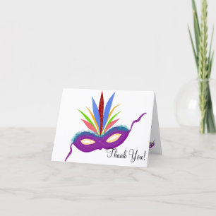 Birthday Thank You Purple Mardi Gras Mask Card