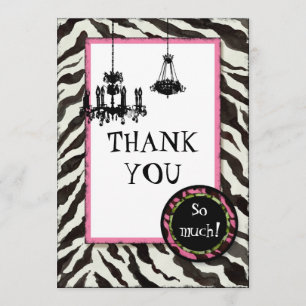 Birthday Thank You,  Zebra, Leopard 'n Chandelier You Card
