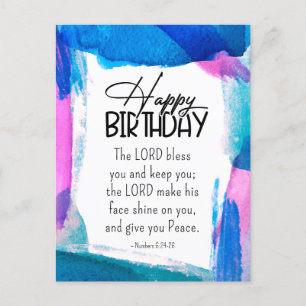 Birthday The Lord Bless You Numbers 6 24-26 Bible  Postcard