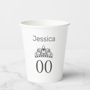 Birthday Tiara Minimalist Modern White Simple Paper Cups