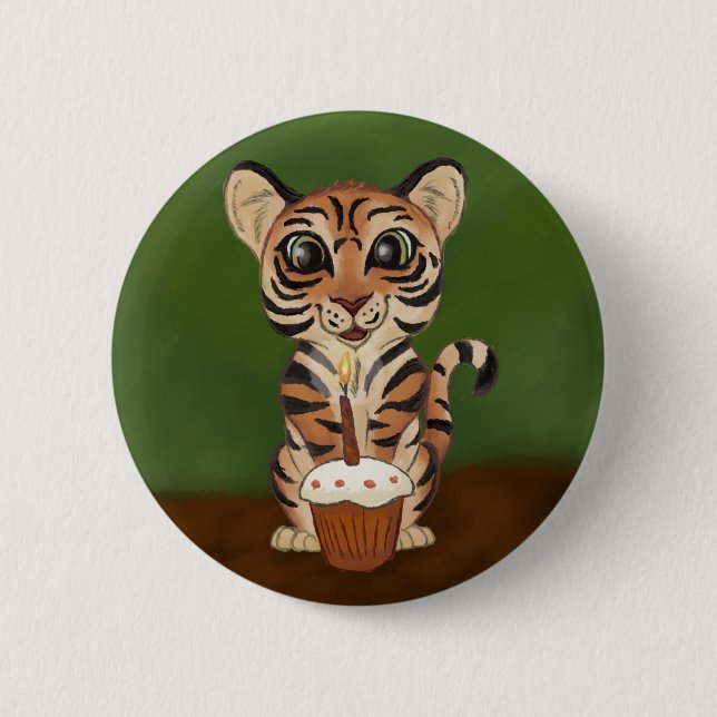 Birthday Tiger 6 Cm Round Badge (Front)