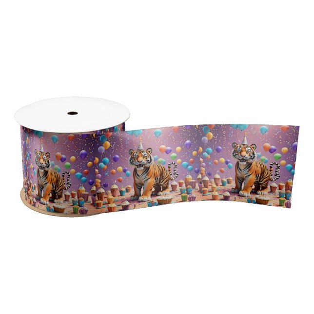 Birthday Tiger Satin Ribbon (Spool)