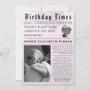 Birthday Times Newborn Birth Announcement