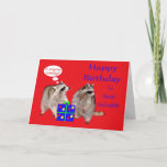 Birthday To Great Grandfather Greeting Card<br><div class="desc">Raccoons stealing a present</div>