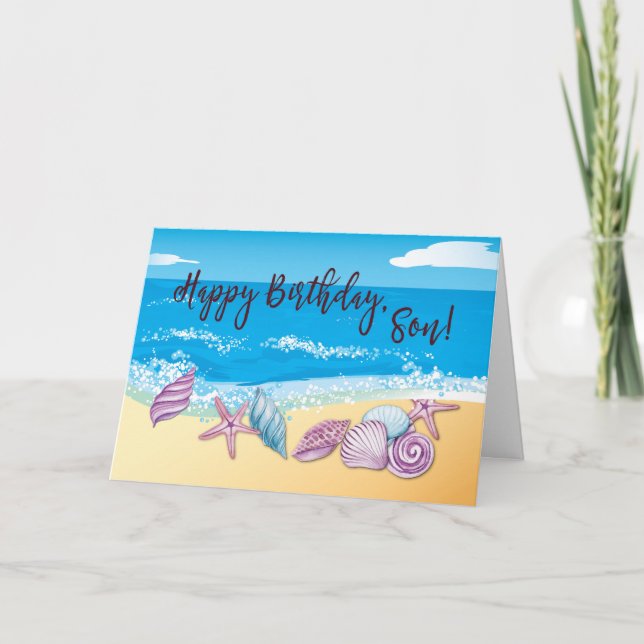 Birthday to Grown Son With Treasured Seashells Card (Front)