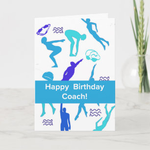 Birthday to Swim Coach with Swimming Silhouette Card
