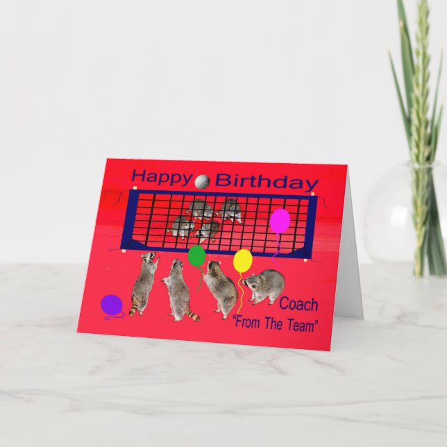 Birthday To Volleyball Coach Greeting Card (Front)