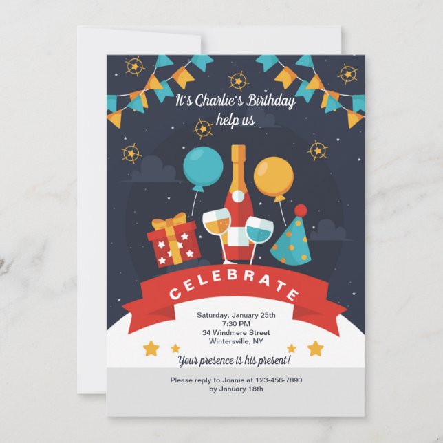 Birthday Toast Invitation (Front)