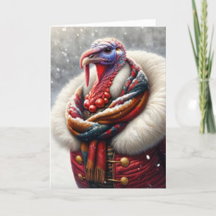 Birthday Tom Turkey Wearing a Winter Coat Card
