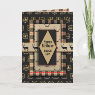 Birthday Tough Guy Masculine Brown Plaids  Card