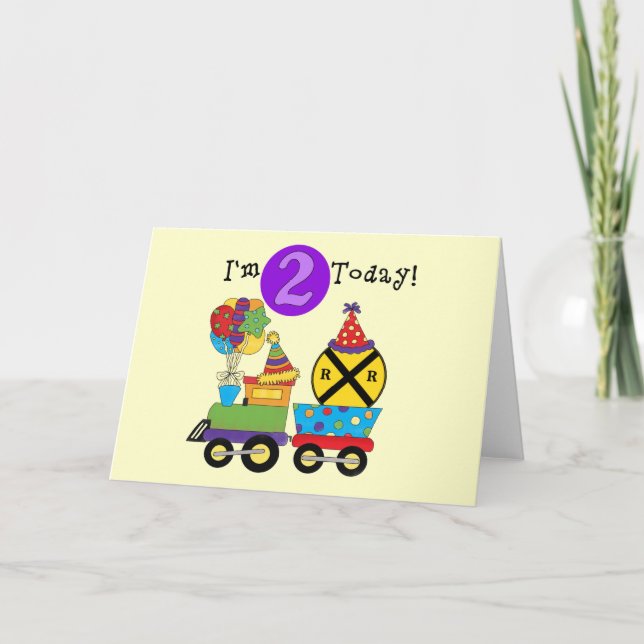 Birthday Train 2nd Birthday T-shirts and Gifts Card (Front)