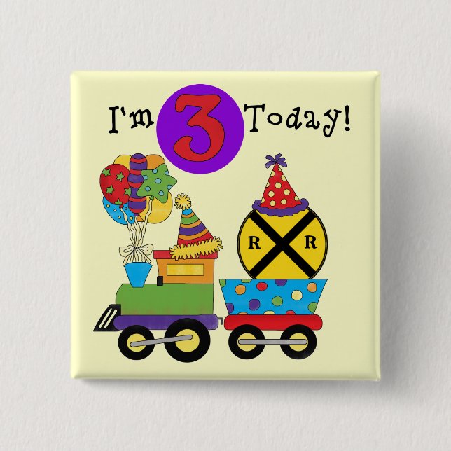 Birthday Train 3rd Birthday Tshirts and Gifts 15 Cm Square Badge (Front)