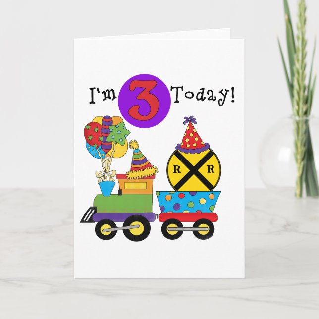 Birthday Train 3rd Birthday Tshirts and Gifts Card (Front)