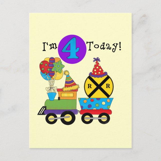 Birthday Train 4th Birthday Tshirts and Gifts Postcard (Front)
