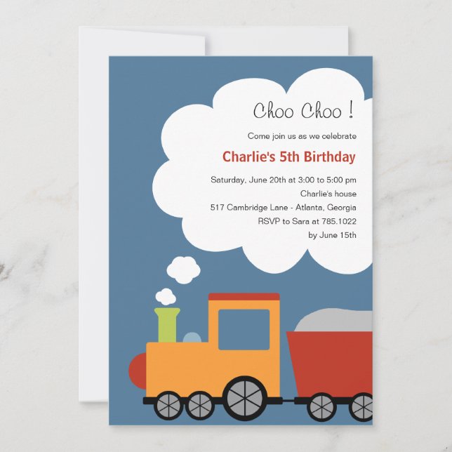 Birthday Train Party Invitation (Front)