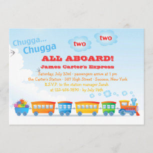 Birthday Train Two Year Old Invitation