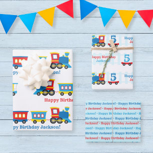Birthday Train Wrapping Paper Sheet