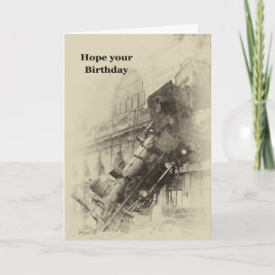 Birthday Train Wreck Train Railway Crash Card