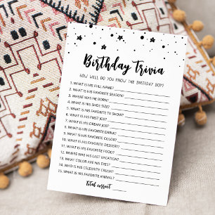 Birthday Trivia editable game Card