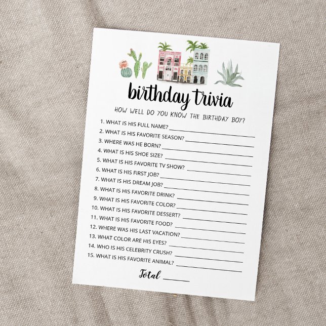 Birthday Trivia editable game Card (Creator Uploaded)