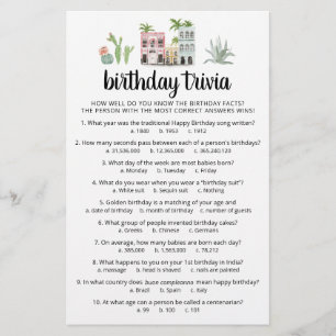 Birthday Trivia Game with Answers Birthday party