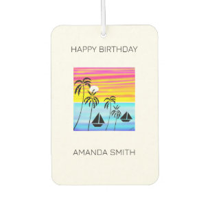 Birthday, Tropical Sunset Ocean Sailing  Car Air Freshener