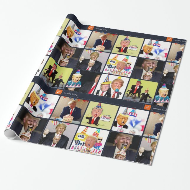 Birthday Trump - v.1 Wrapping Paper (Unrolled)