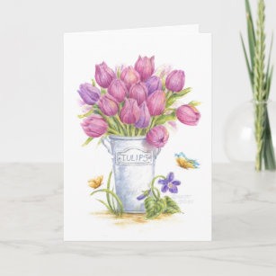 Birthday Tulip Pail Greeting Card