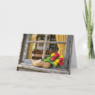 Birthday Tulips in a Dutch Wooden Shoe Card