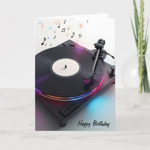 Birthday Turntable With Neon Music Notes