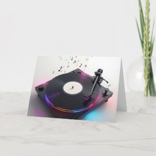 Birthday Turntable With Neon Music Notes
