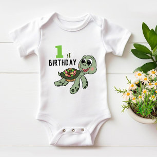 Birthday turtle  baby bodysuit