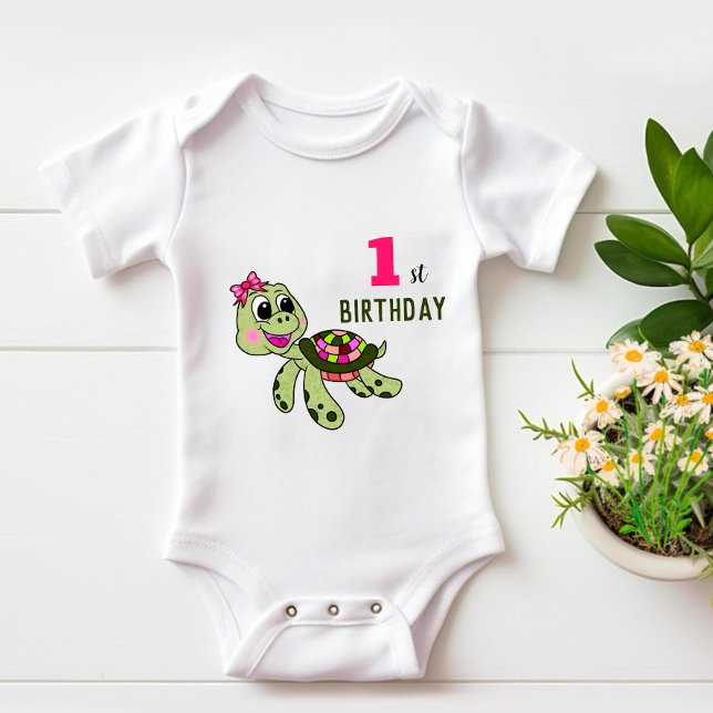 Birthday turtle  baby bodysuit (Creator Uploaded)