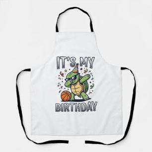 Birthday Turtle Basketball Party Vector Design_1 Apron