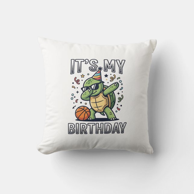 Birthday Turtle Basketball Party Vector Design_1 Cushion (Front)
