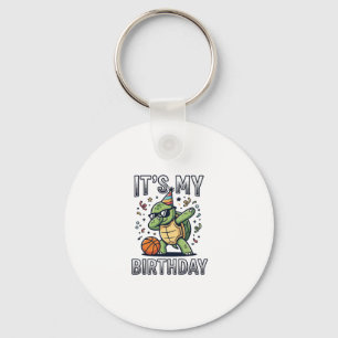 Birthday Turtle Basketball Party Vector Design_1 Key Ring