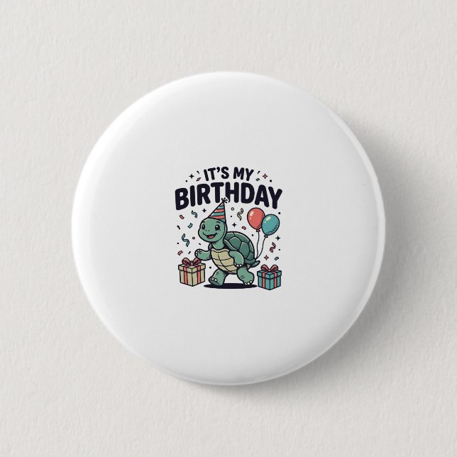 Birthday Turtle Party Vector Design_1 6 Cm Round Badge (Front)