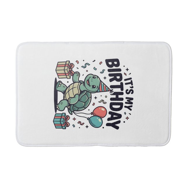 Birthday Turtle Party Vector Design_1 Bath Mat (Front)