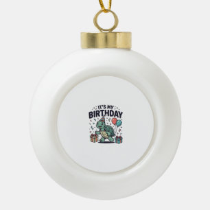 Birthday Turtle Party Vector Design_1 Ceramic Ball Christmas Ornament