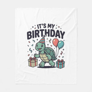 Birthday Turtle Party Vector Design_1 Fleece Blanket