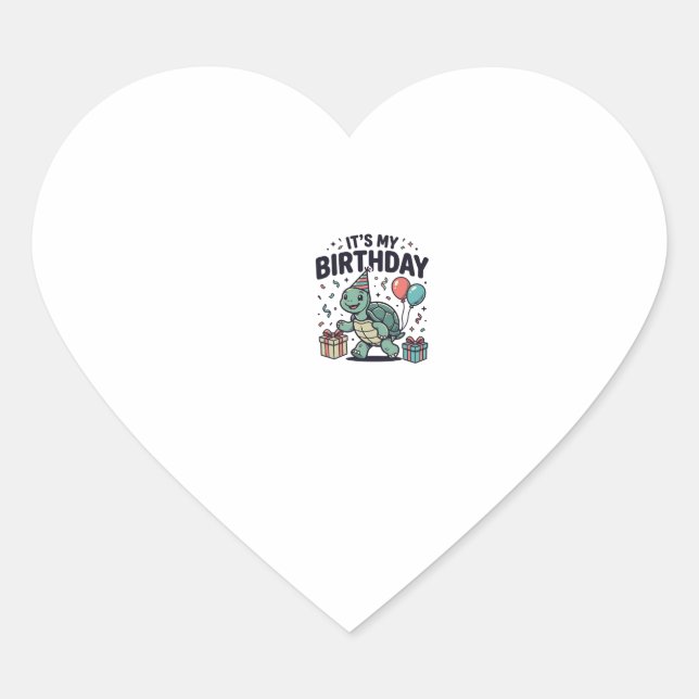 Birthday Turtle Party Vector Design_1 Heart Sticker (Front)