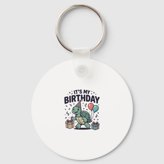 Birthday Turtle Party Vector Design_1 Key Ring (Front)