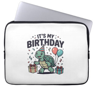 Birthday Turtle Party Vector Design_1 Laptop Sleeve